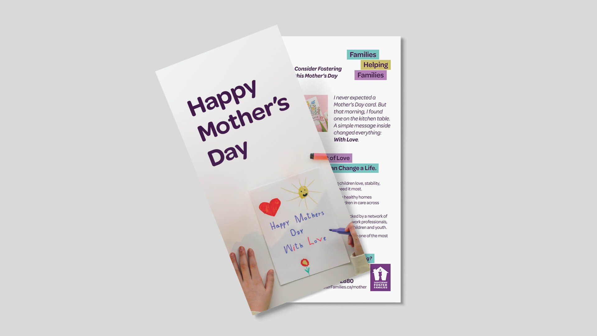 Saskatchewan Foster Families Association, Design, Happy Mother's Day, Portfolio Image, 